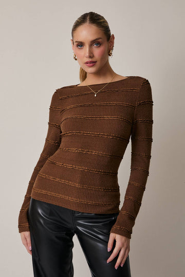 Boat Neck Long Sleeve Top