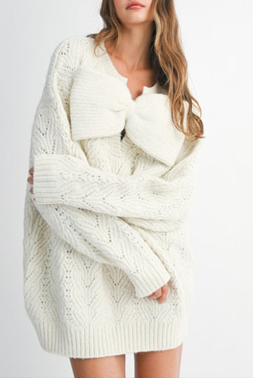 Oversized Bow Sweater Dress