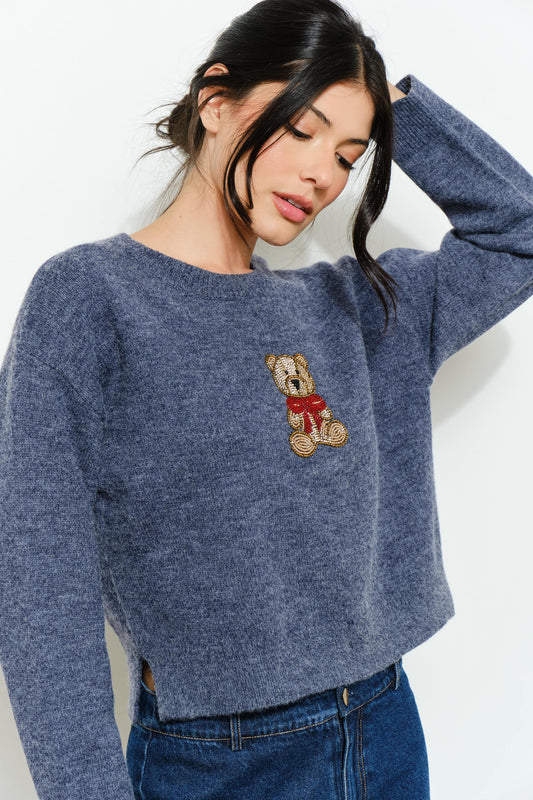 Bear Beaded Sweater