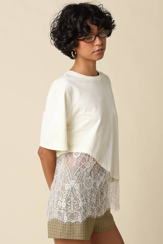 Karin Asymmetrical Lace Trim Top