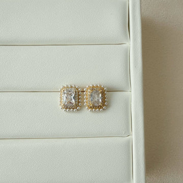 Eva Baguette CZ Diamond Studs Earrings Gold Filled