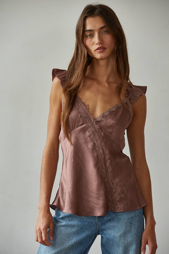 Satin Lace Trim Detail Cami