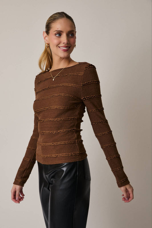 Boat Neck Long Sleeve Top