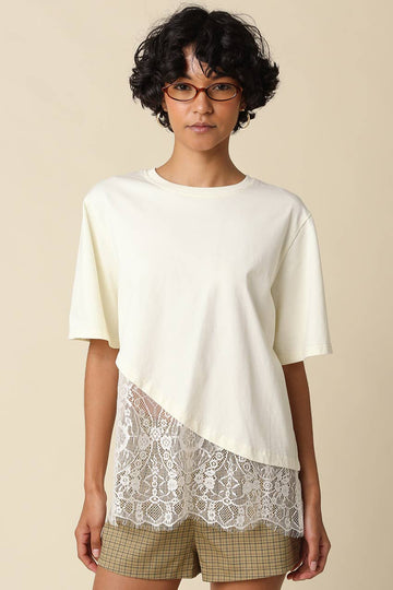 Karin Asymmetrical Lace Trim Top