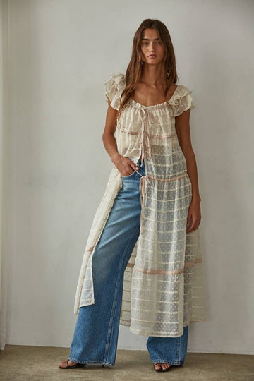 Open Front Flare Maxi Dress