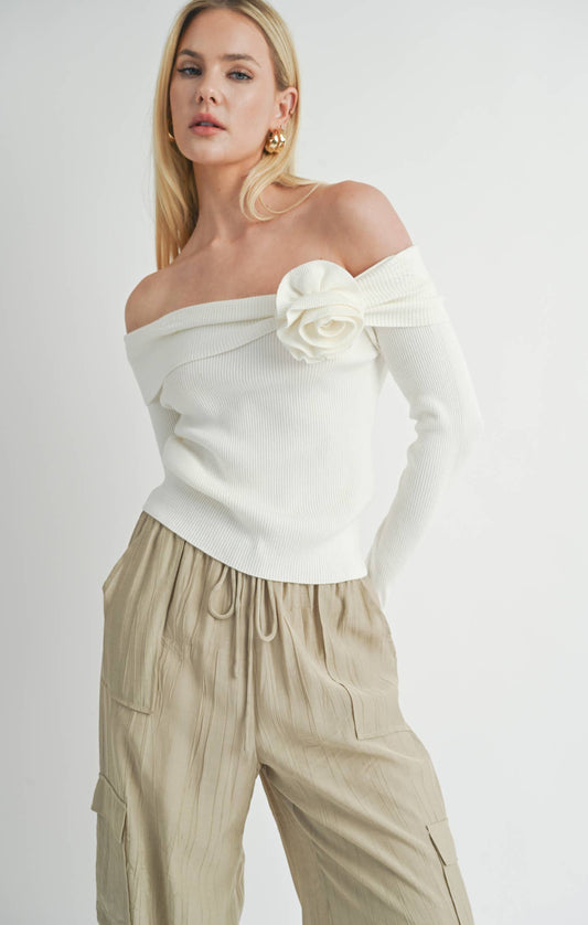 Rose Off Shoulder Sweater