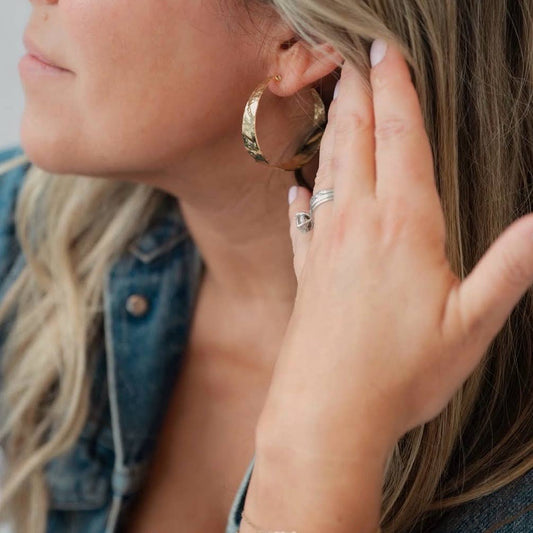 Hammered Statement Hoops Earrings