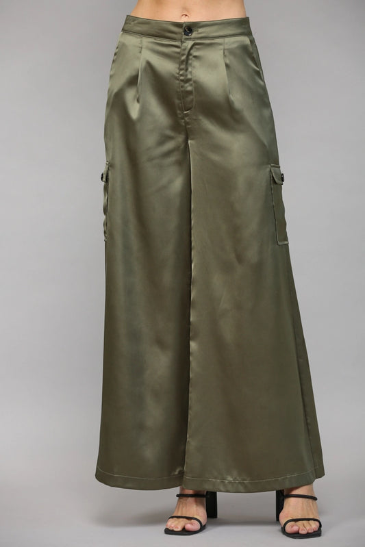 Satin Cargo Pants