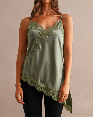 Asymmetric Lace Cami Top