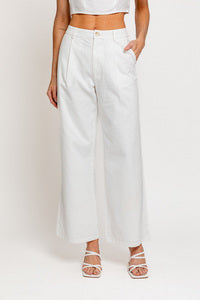 Mid Rise Pleated Wide Leg Pant