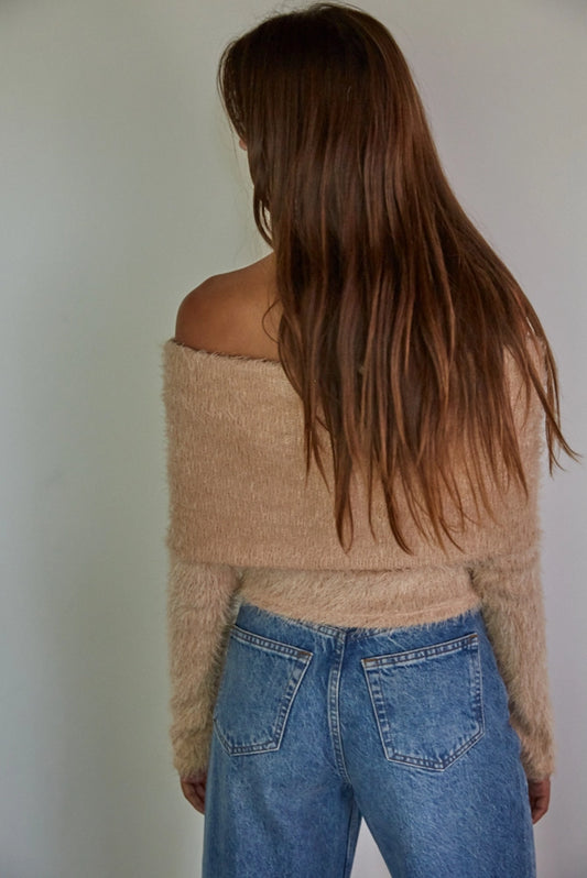 Knit Foldover Off The Shoulder Pullover Top