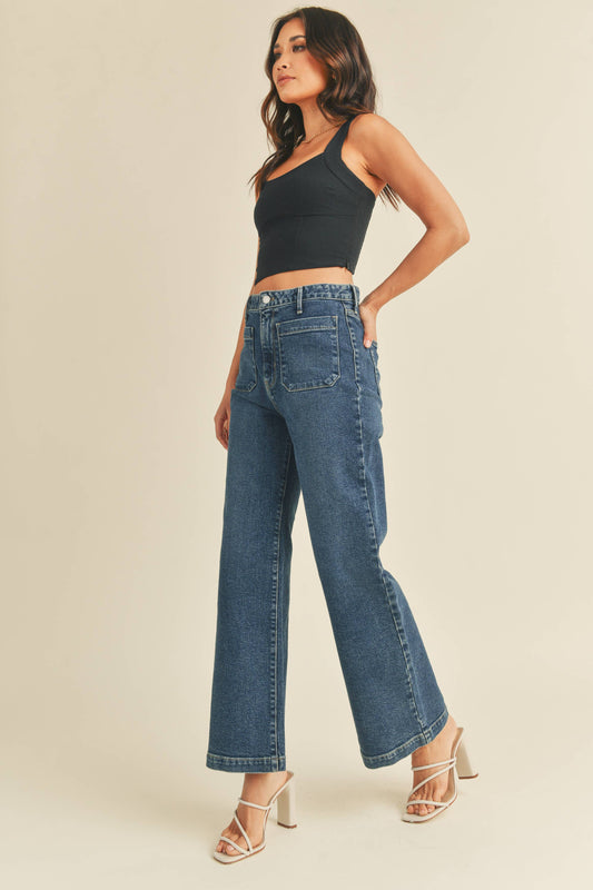 Just Black Denim Patch Pocket Wide Leg