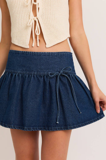 Bow Detail Denim Skirt