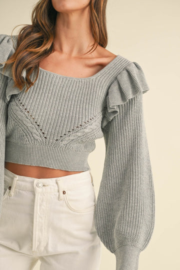 Ruffled Detail Knit Sweater