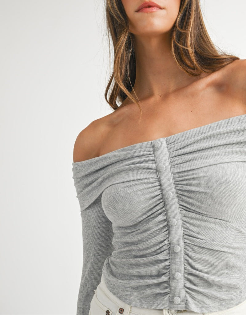 Ruched Off Shoulder Top